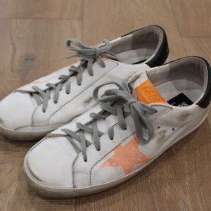 Golden Goose SUPERSTAR graphic print white/orange leather sneakers Sz.40/9 Italy